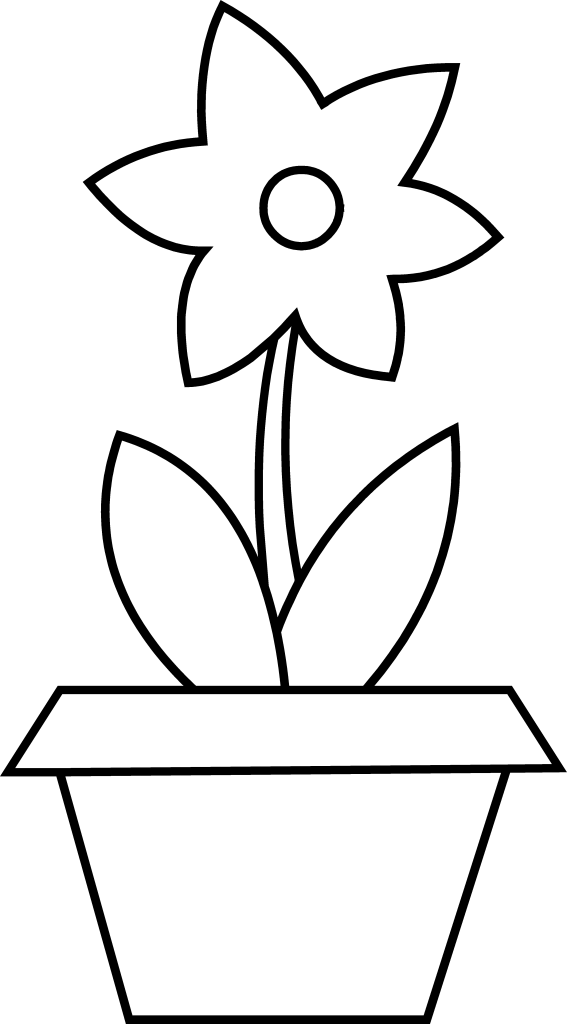 Flower Pot Template Sketch Coloring Page