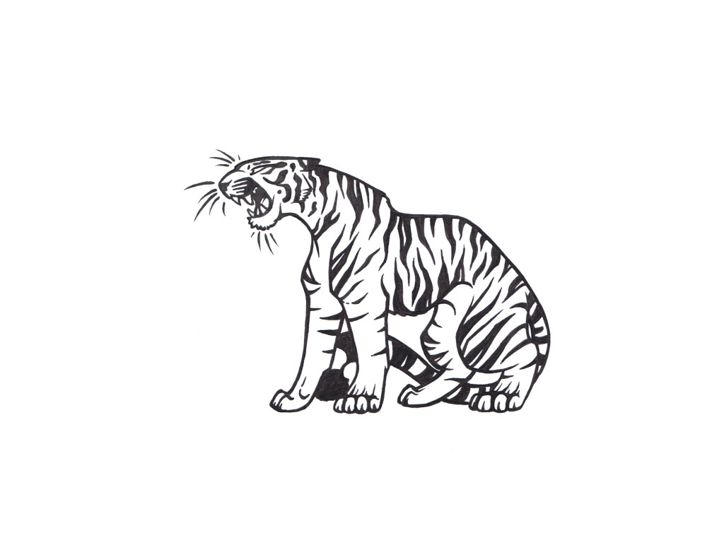 Cartoonized tiger tattoo wallpaper