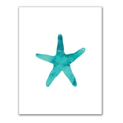 Watercolor Starfish Graphic Art in Aqua
