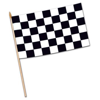 Checkered Flag Small Rayon w/Spear Tipped Wood Stick: Auto Racing