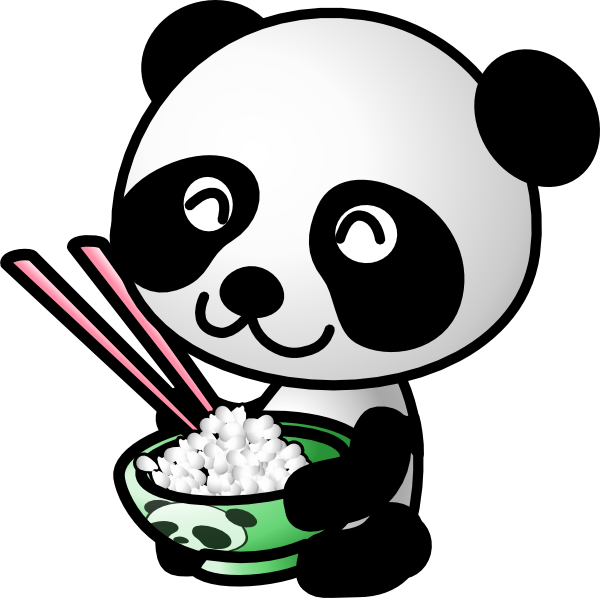 Panda Eating Bamboo Clipart