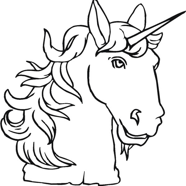 A Head Figure of Unicorn and Its Spiraling Horn Coloring Page ...