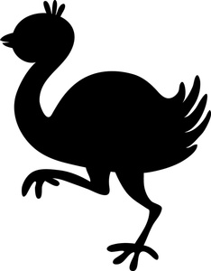 Ostrich Clipart Image - Cartoon ostrich bird in silhouette