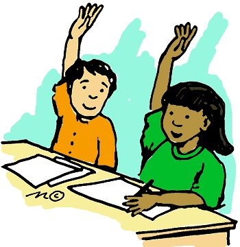 Students asking questions in the classroom clipart