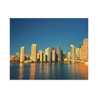 Miami Skyline Wrapped Canvas Prints | Zazzle
