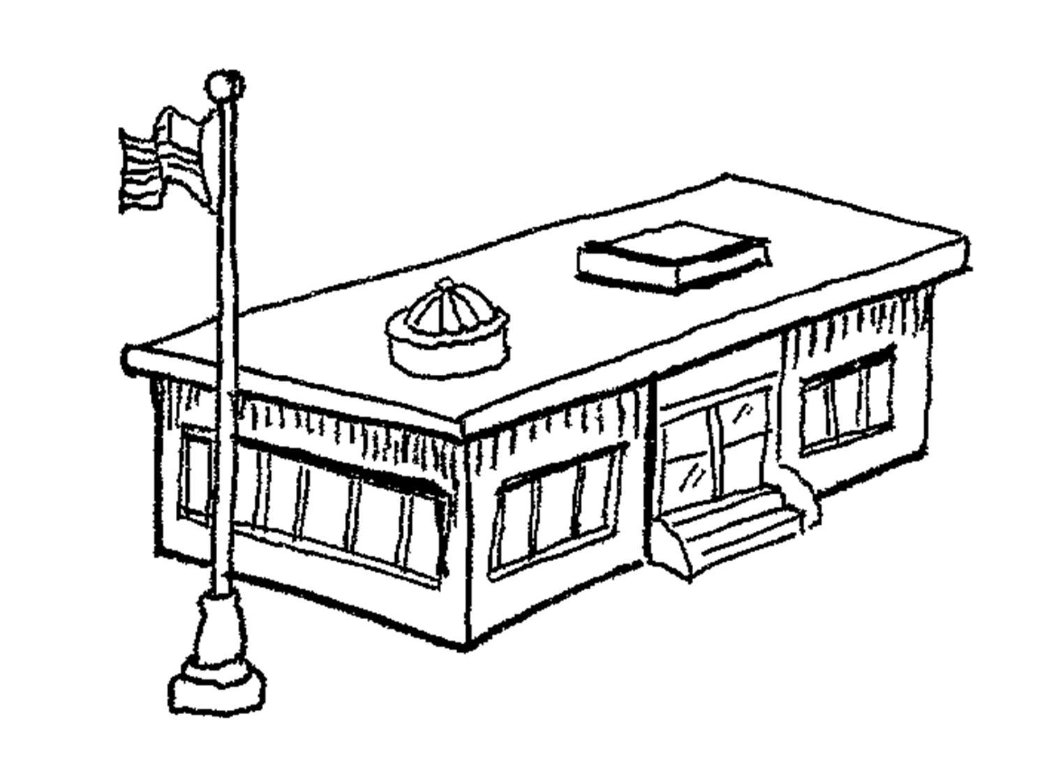 Clipart of line drawing school building