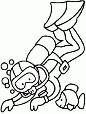 Sea : Scuba Diving, Sea Horse, Sea Horse Coloring Page, Sea.