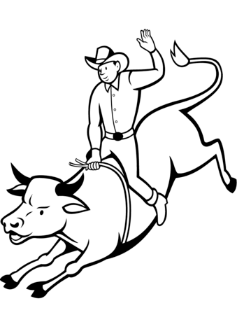 Rodeo Bull Rider coloring page | Free Printable Coloring Pages