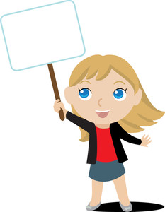 Girl Holding Poster Clipart