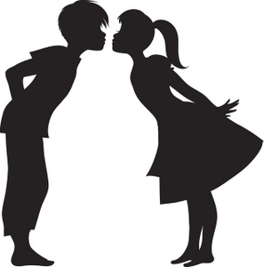 Silhouette kissing clipart