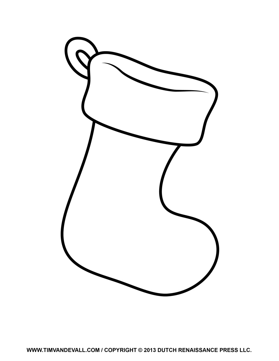 Christmas Stocking Black And White Clipart