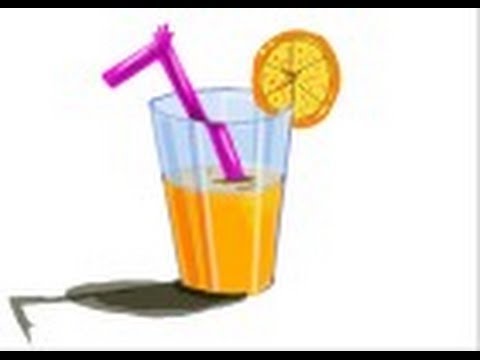 How to draw a glass of Orange juice - YouTube