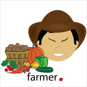 Farmer Clipart Image - Asian Farmer with Fresh Produce