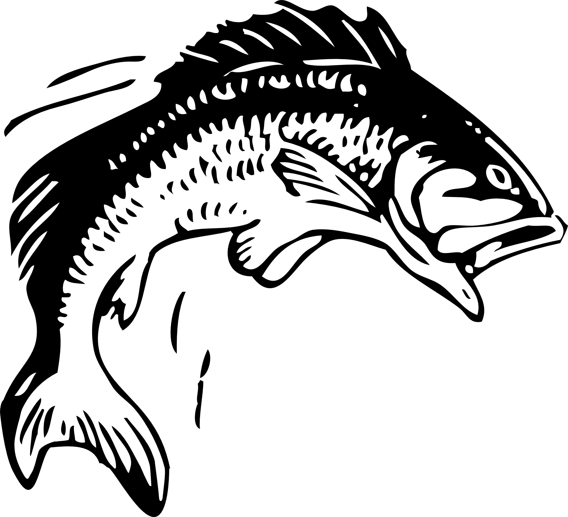 jumping fish black white line art coloring book ...