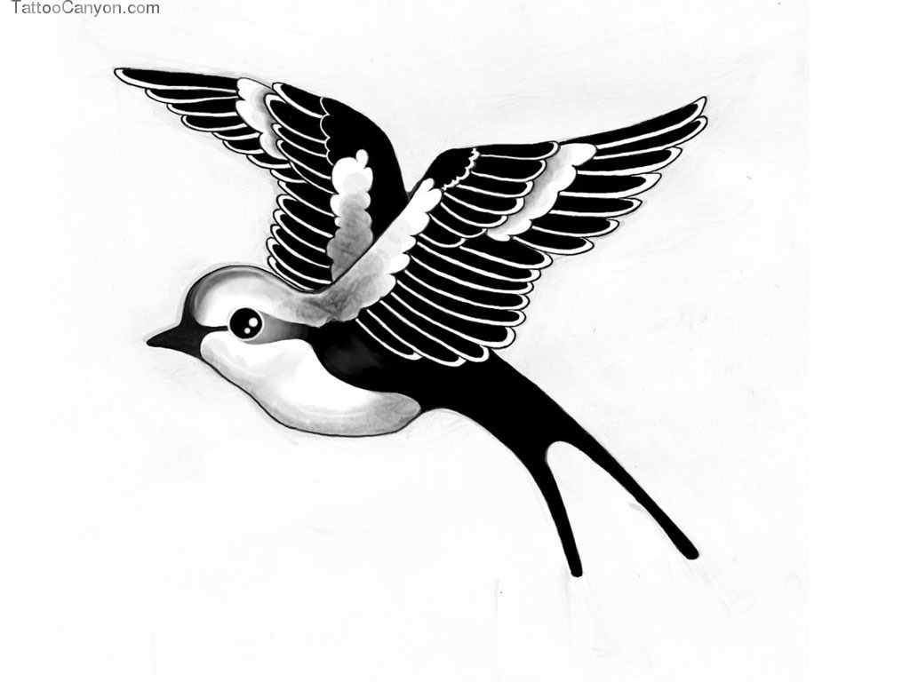 Black White Small Bird Tattoo On Belly | Fresh 2017 Tattoos Ideas