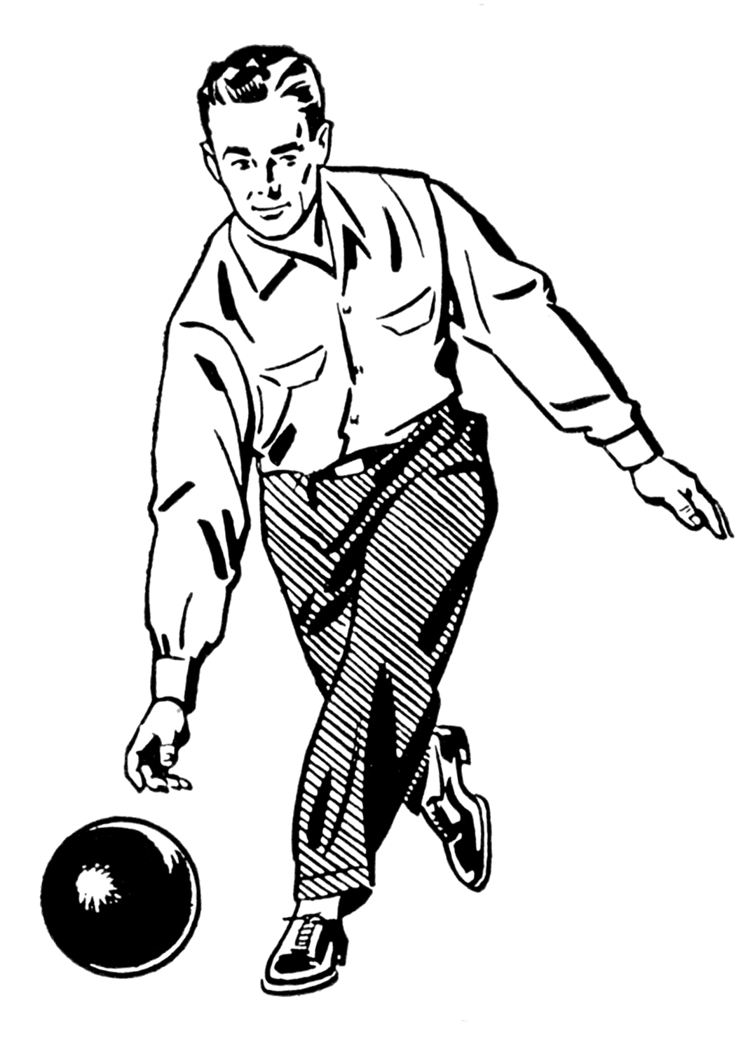 Bowling Black And White Clipart