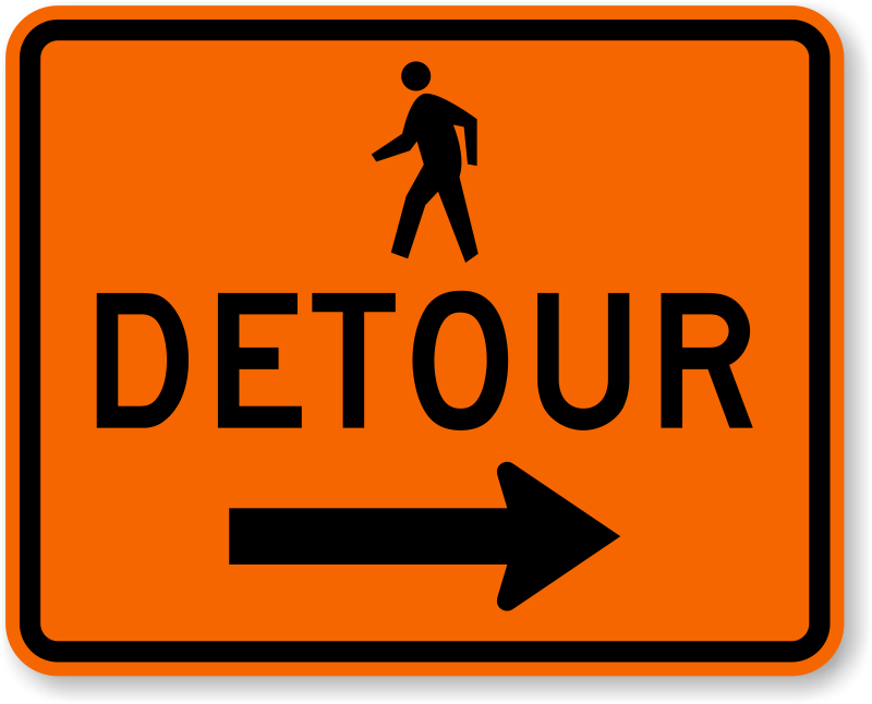 Pedestrian Detour Right Arrow Sign - M4-9bR, SKU: X-M4-9bR