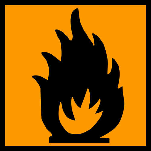 Flammable material warning sign vector clip art | Public domain ...