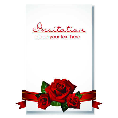 Postcard with Rose design vector - Vector Card free download