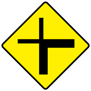 W006L Crossroads at Sharp Corner Left - Warning Sign Ireland ...