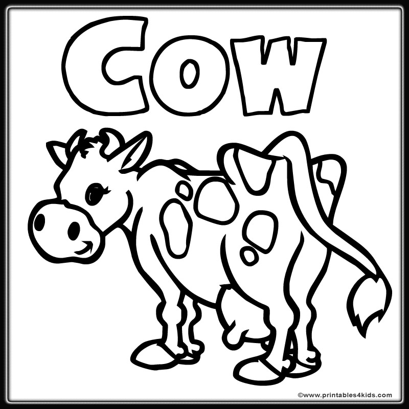 Farm Cow Coloring Page : Printables for Kids – free word search ...