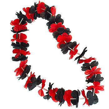 Red and Black Leis, White and Red and Black Hawaiian Leis