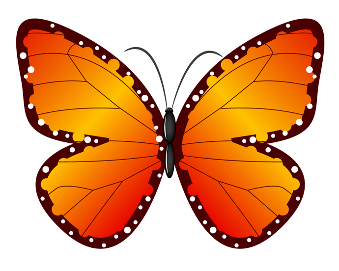 Simple orange butterfly clipart