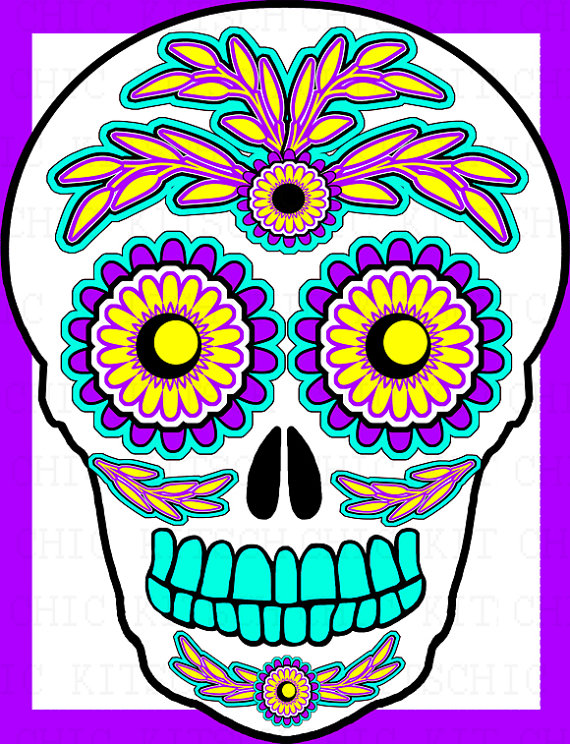 Colorful sugar skull clipart