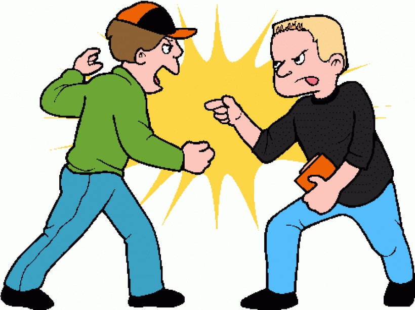 two boys fighting clipart