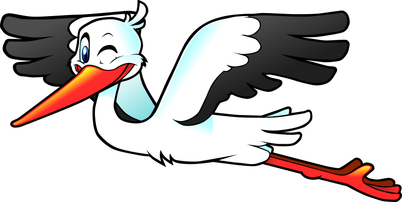 Free Cartoon Stork Flying Clip Art