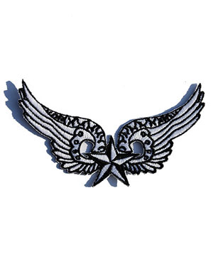 White Nautical Star Wings Patch - Darkside Clothing