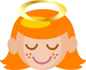 Angel Clipart Image - An angelic girl with red hair and a halo