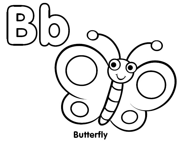 Alphabet Coloring / Letter B Coloring / Butterfly Coloring ~ Child ...