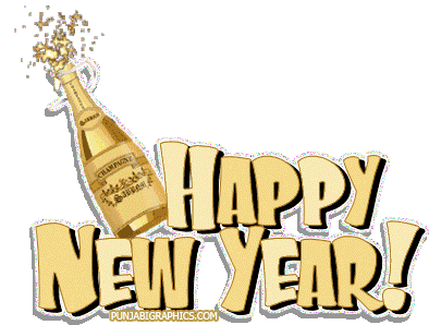 Happy New Year Wine Out Of Bottle Animated Graphic
