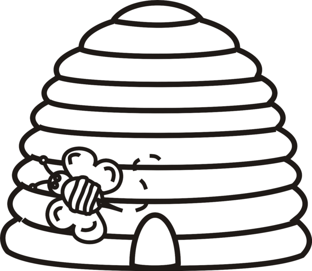 Beehive With Bee Outline - ClipArt Best