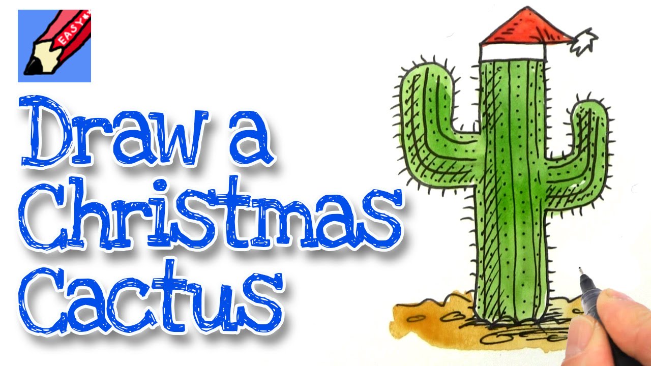 How to draw a Christmas Cactus Real Easy - YouTube
