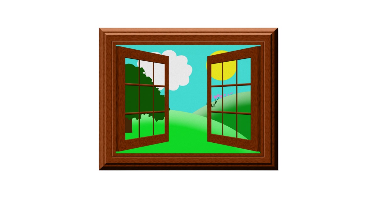 Cute Colorful Kids Cartoon Window View Poster | Zazzle