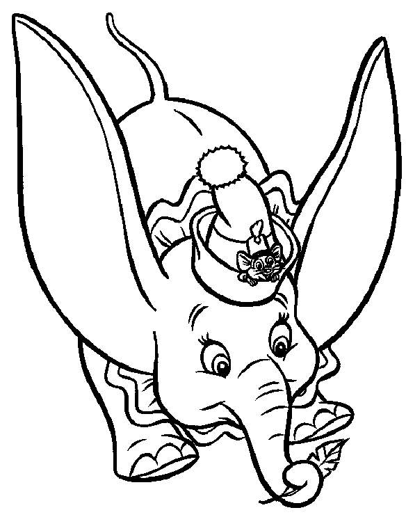 Disney Cartoon Elephant And Kid Coloring Pictures