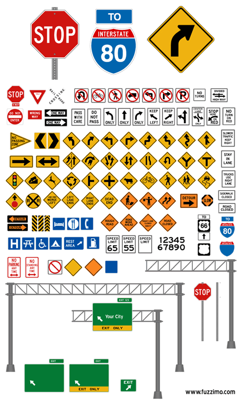 Free Vector Road Signs (Glossy or Plain) | fuzzimo