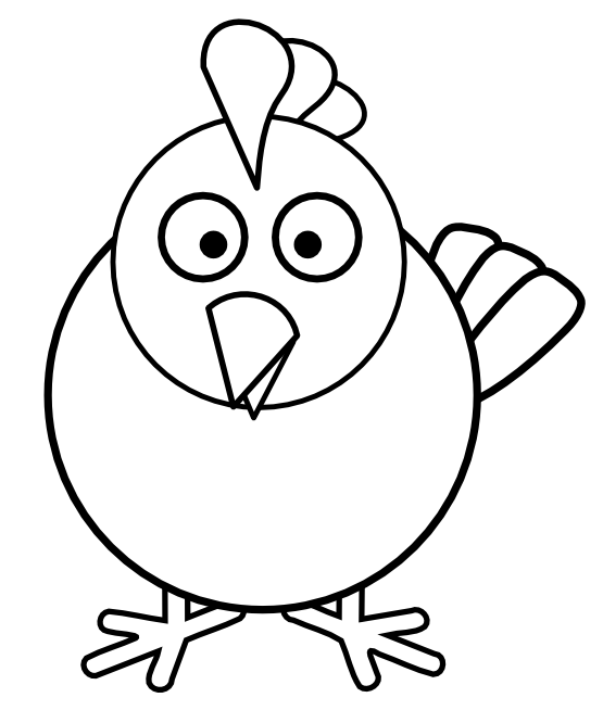 Chicken Roundcartoon Black White Line Coloring Sheet Colouring ...