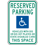 Parking Signs - State Handicap / Disabled / Accessible - Safety ...