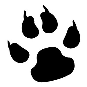 Clawed Paw Print Clipart Image - Black and white clawed paw ...