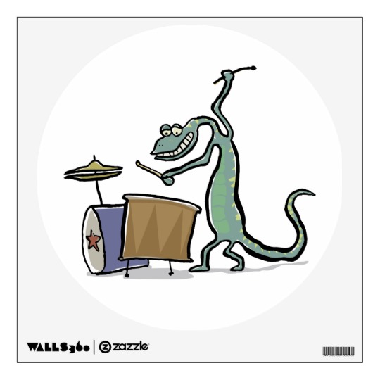 The drum playing lizard wall decal | Zazzle