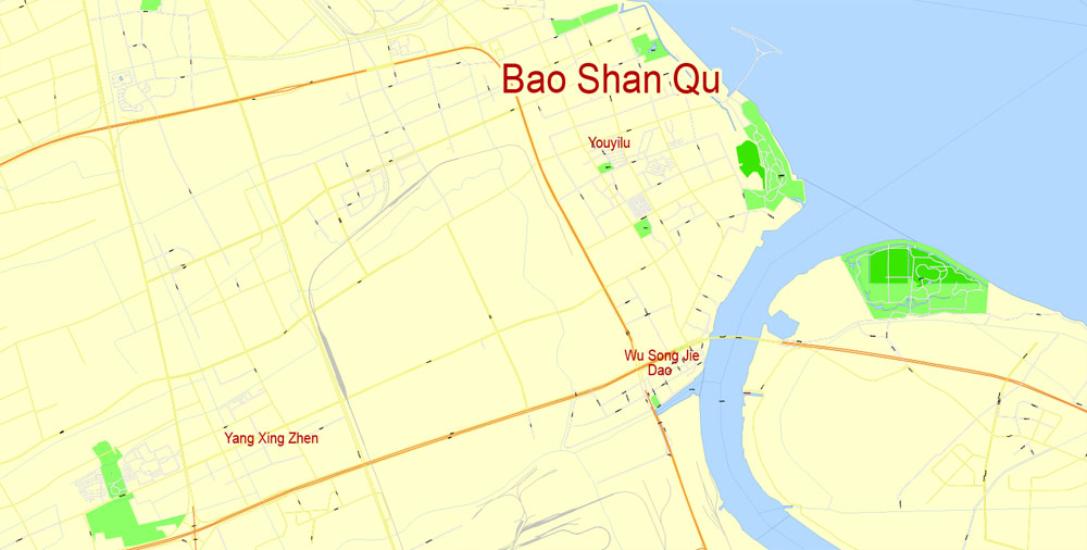 Shanghai, China, printable vector street G-view Level 17 (100 ...