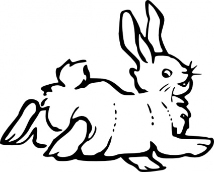 Running Rabbit Outline clip art vector, free vectors