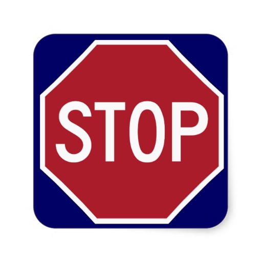 Stoppschild auf Blau Sticker von Zazzle.