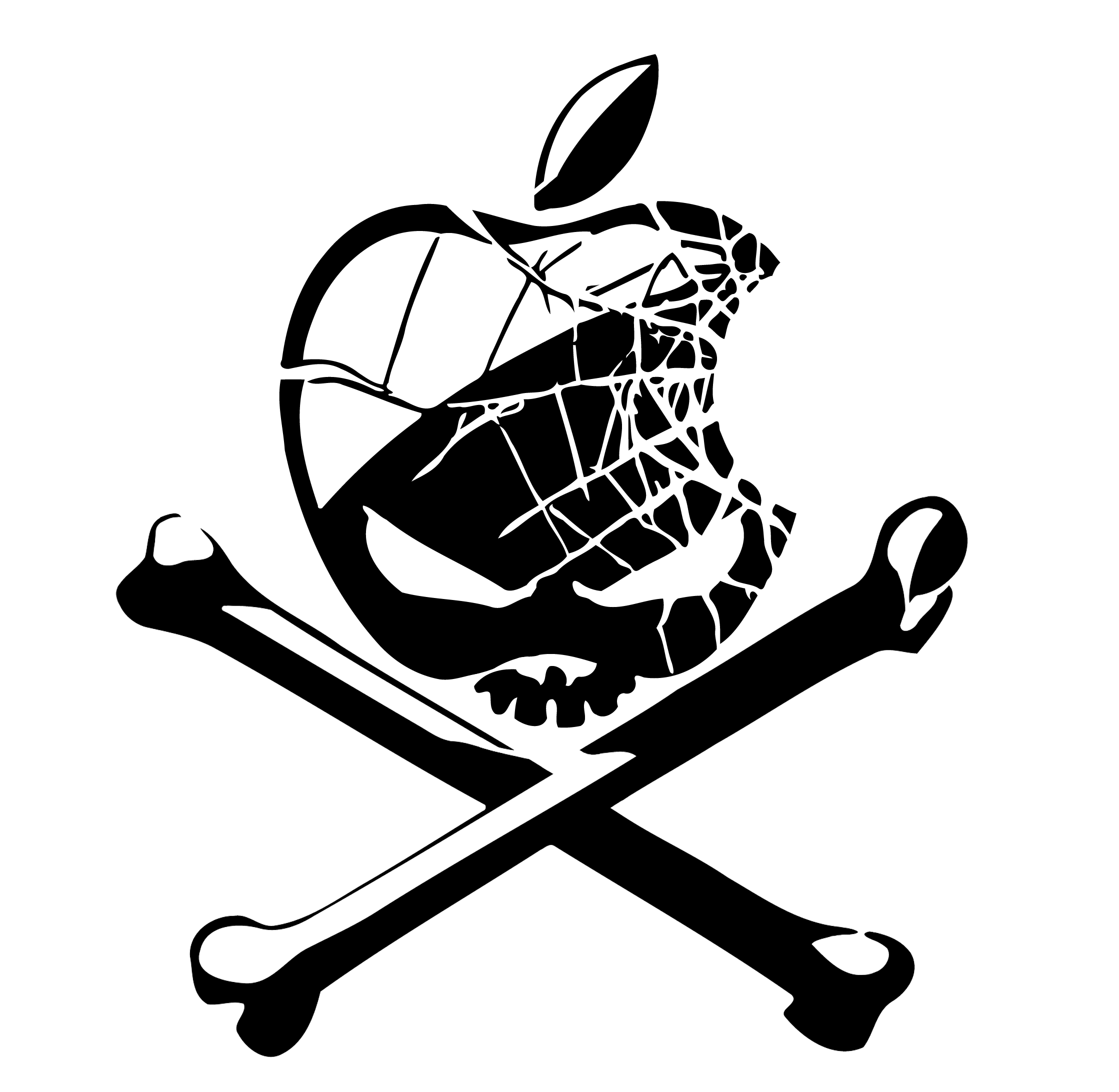 Skull Apple Logo Mac Crossbones Bite Shattered Glass