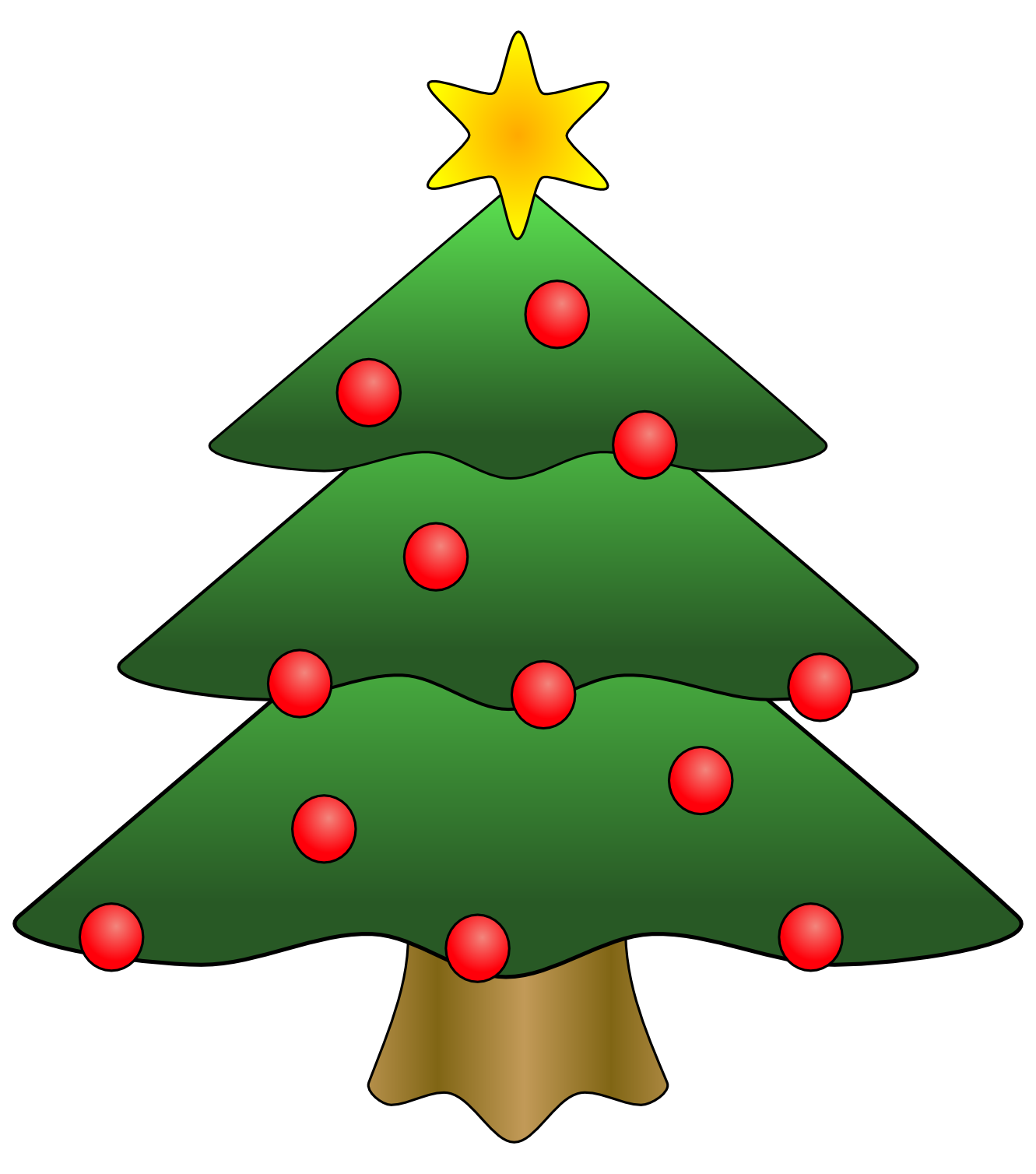 Clip Art: Christmas Tree 1 Evergreen Xmas Art ...