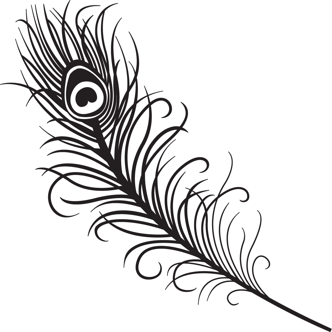 Peacock Feather Clipart Black And White - Free ...