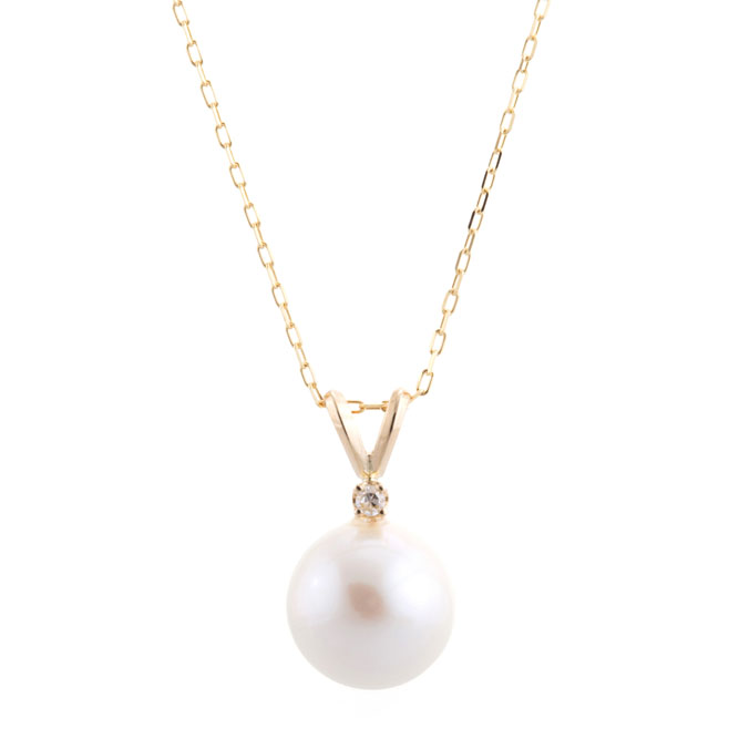 PRE- Single Pearl Necklace with Diamond (2 colors) – Christine K ...